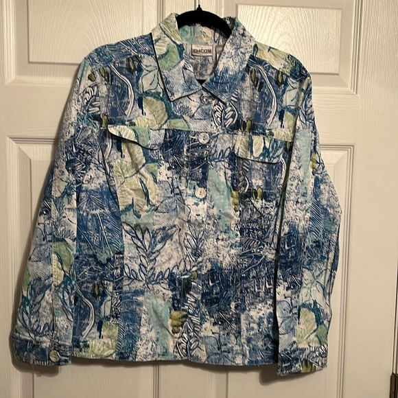 Chico’s Size 3 (16) Unlined Jacket 97% Cotton 3% Spandex Machine Washable - Picture 2 of 6